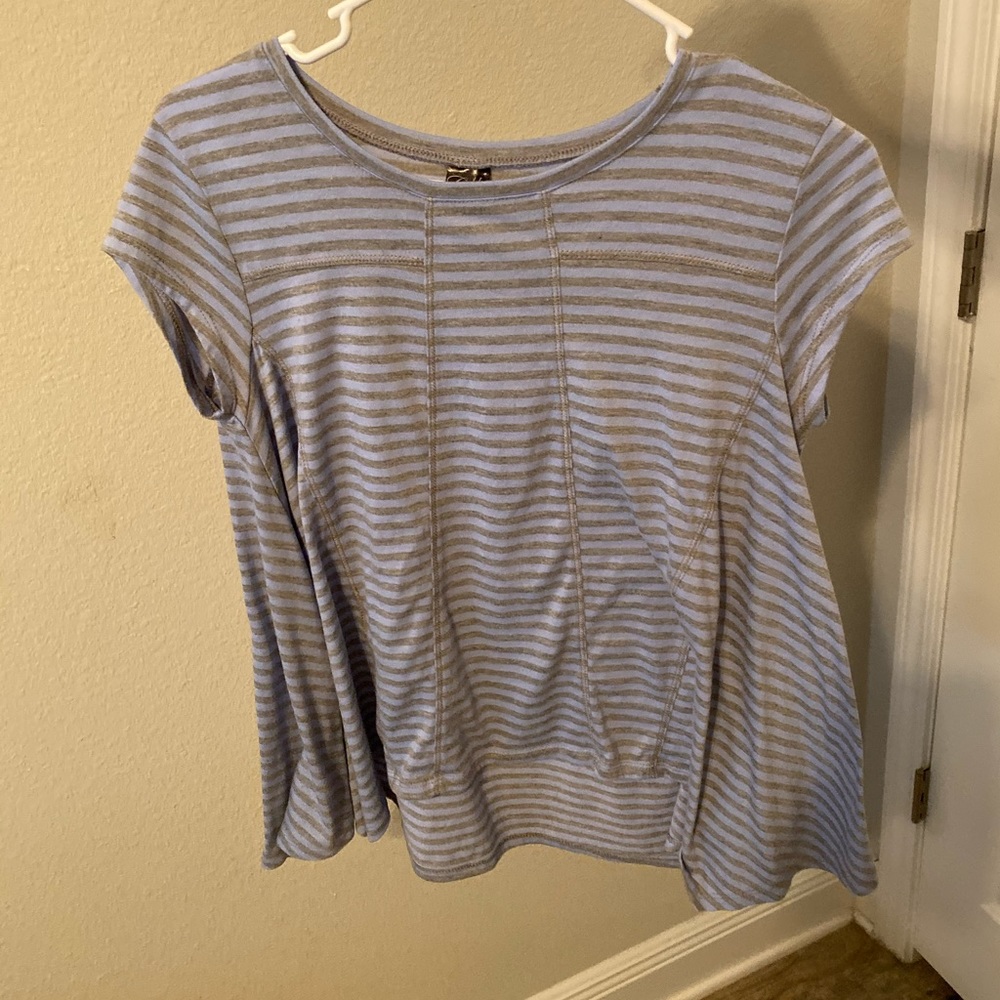 light blue and gray stripped shirt